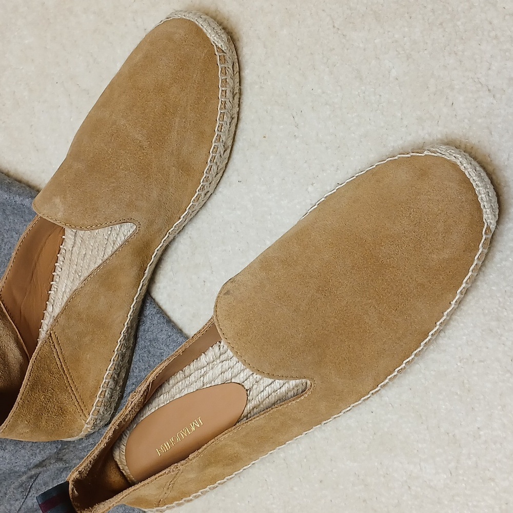 J. McLaughlin men's tan suede espadrille loafers. New. Size 11